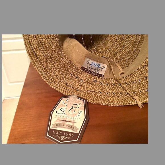 Sun 'N' Sand Medium Brim Beige Summer Hat with embellished crown. New with Tags! - Picture 9 of 11